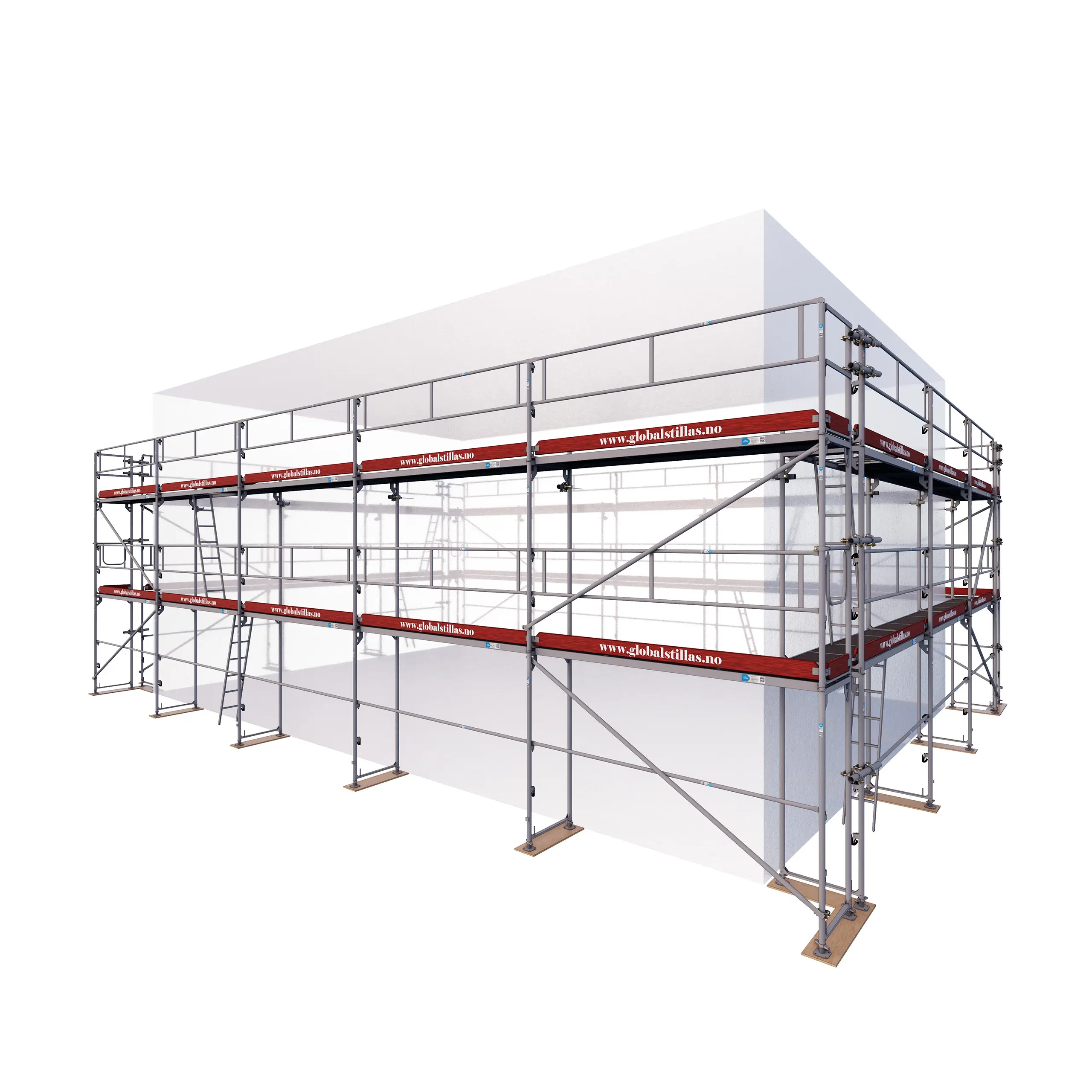 Aluminium stillas Huspakke Proff 320 m² fra Global Stillas sett fra hjørne