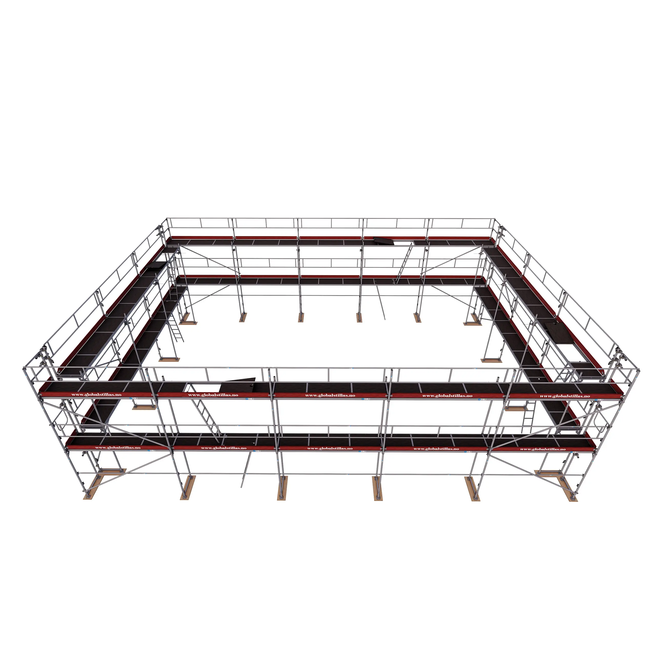 Huspakke Proff 320m² aluminium stillas sett ovenfra – Global Stillas
