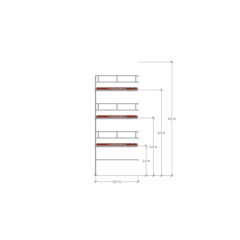 Påbygningspakke 31 - 3,07m aluminium