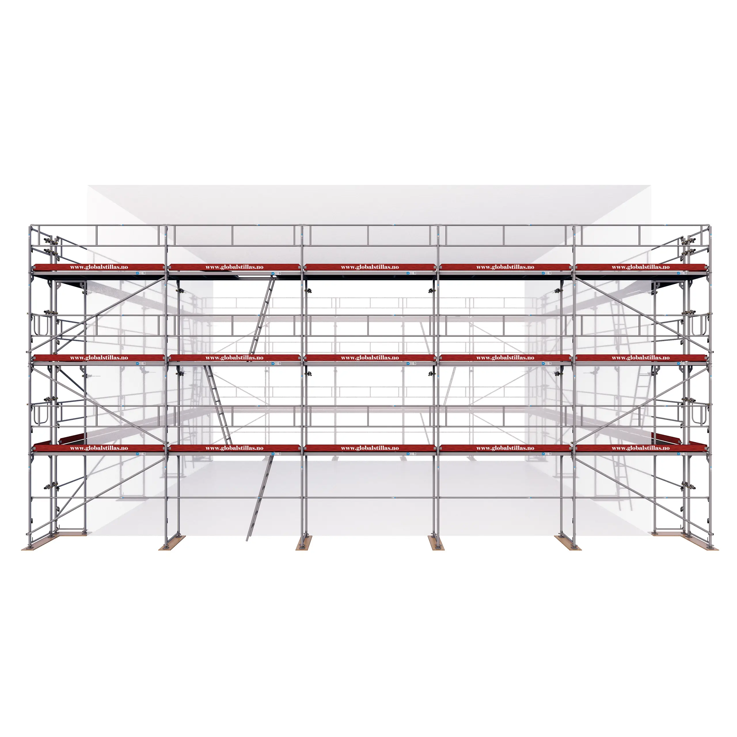 Frontbilde av Huspakke Proff 418 m² aluminium stillas fra Global Stillas