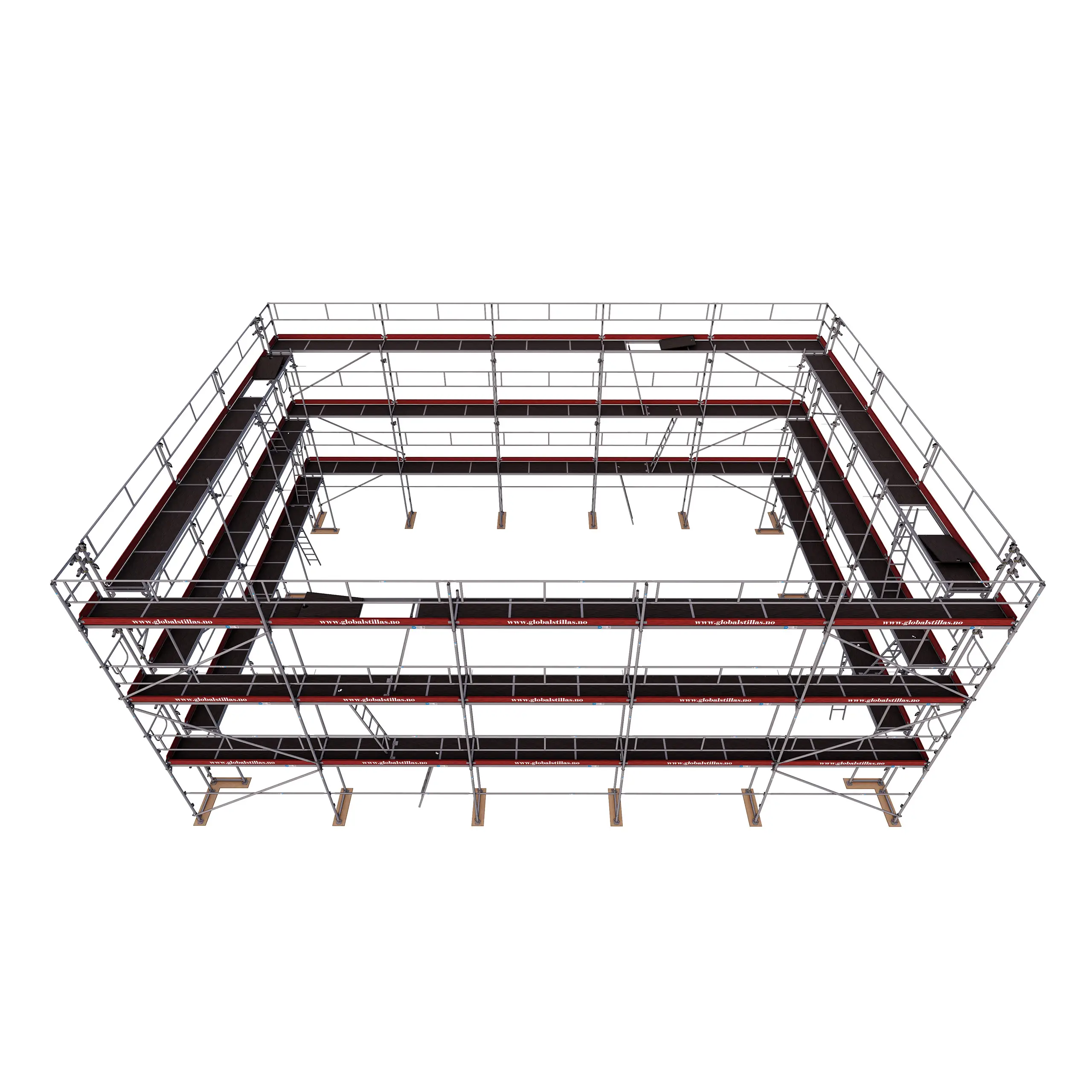 Huspakke Proff 418 m² aluminium stillas sett ovenfra – Global Stillas