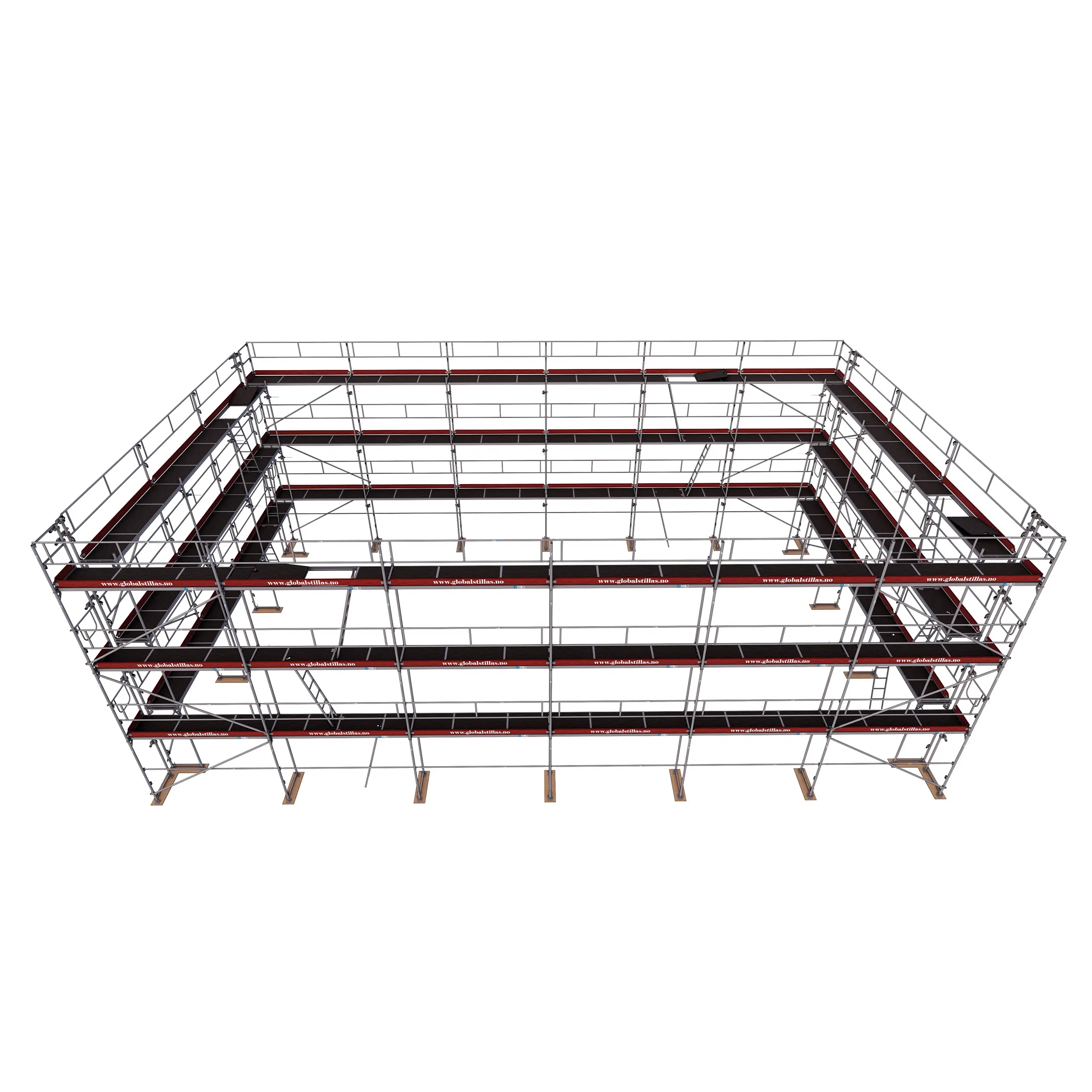 Huspakke Proff 470 m² aluminium proffstillas sett ovenfra