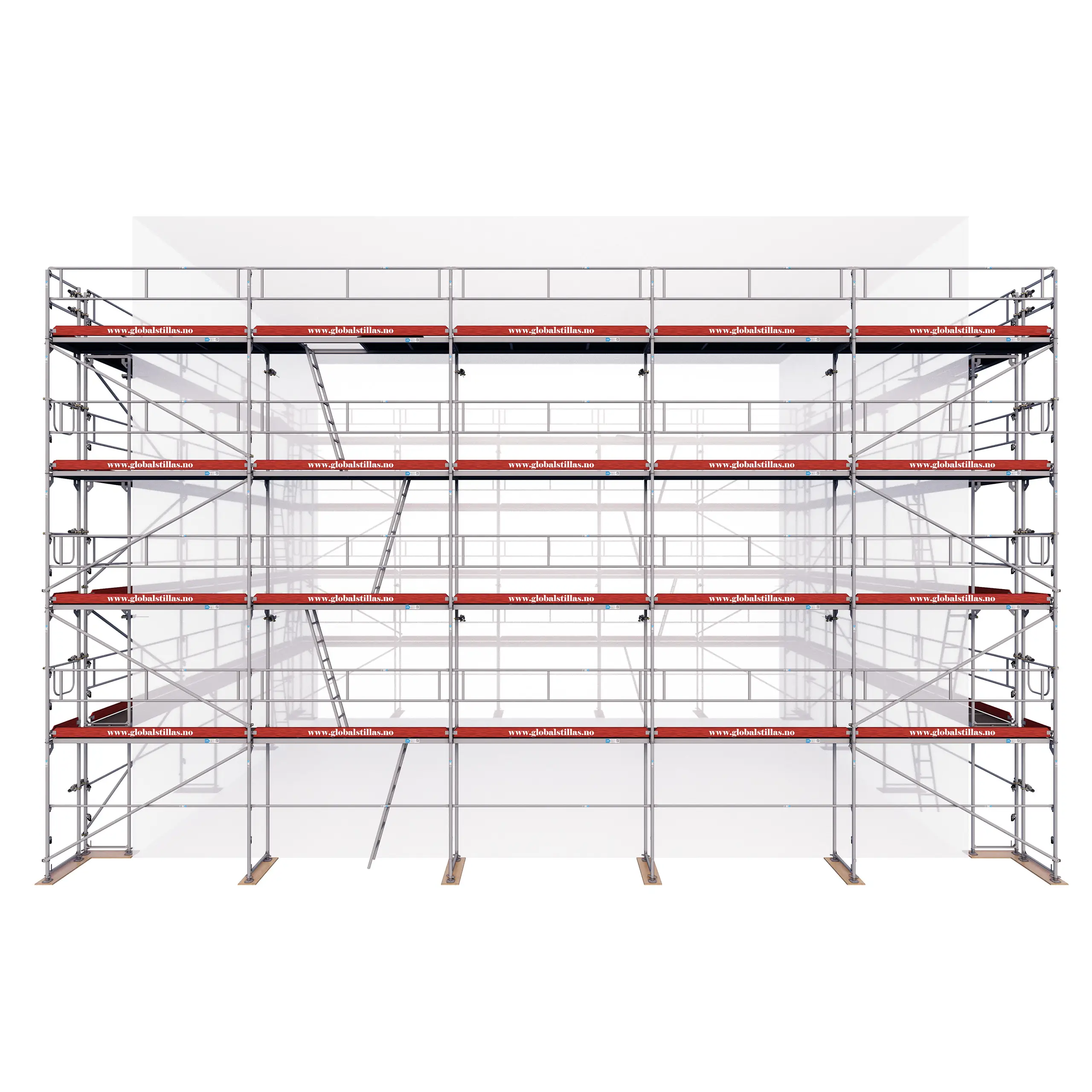 Frontbilde av Huspakke Proff 516 m², aluminium proffstillas fra Global Stillas