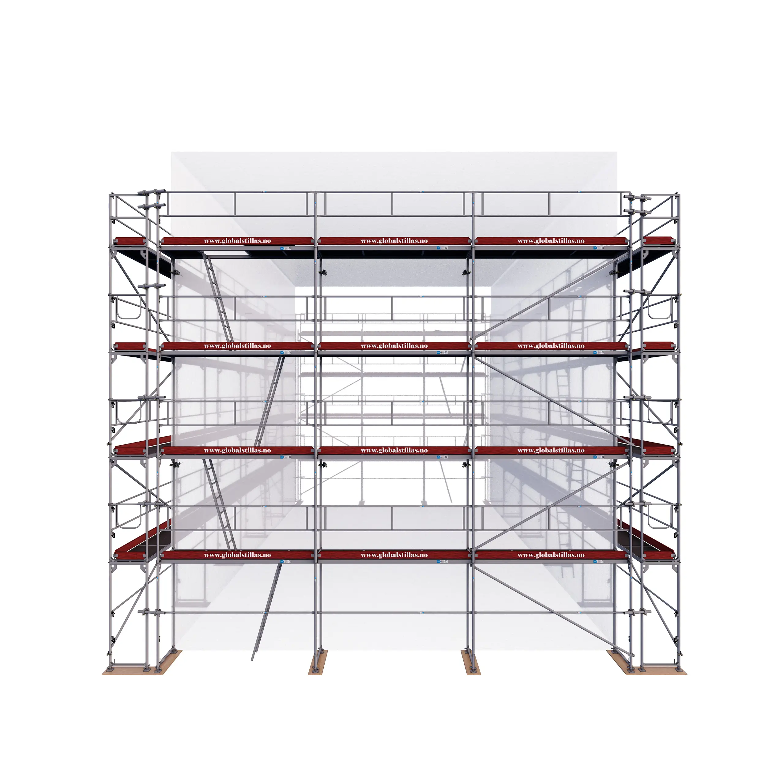 Huspakke Proff 516m² aluminium stillas fra Global Stillas – komplett lett stillas rundt hele bygg