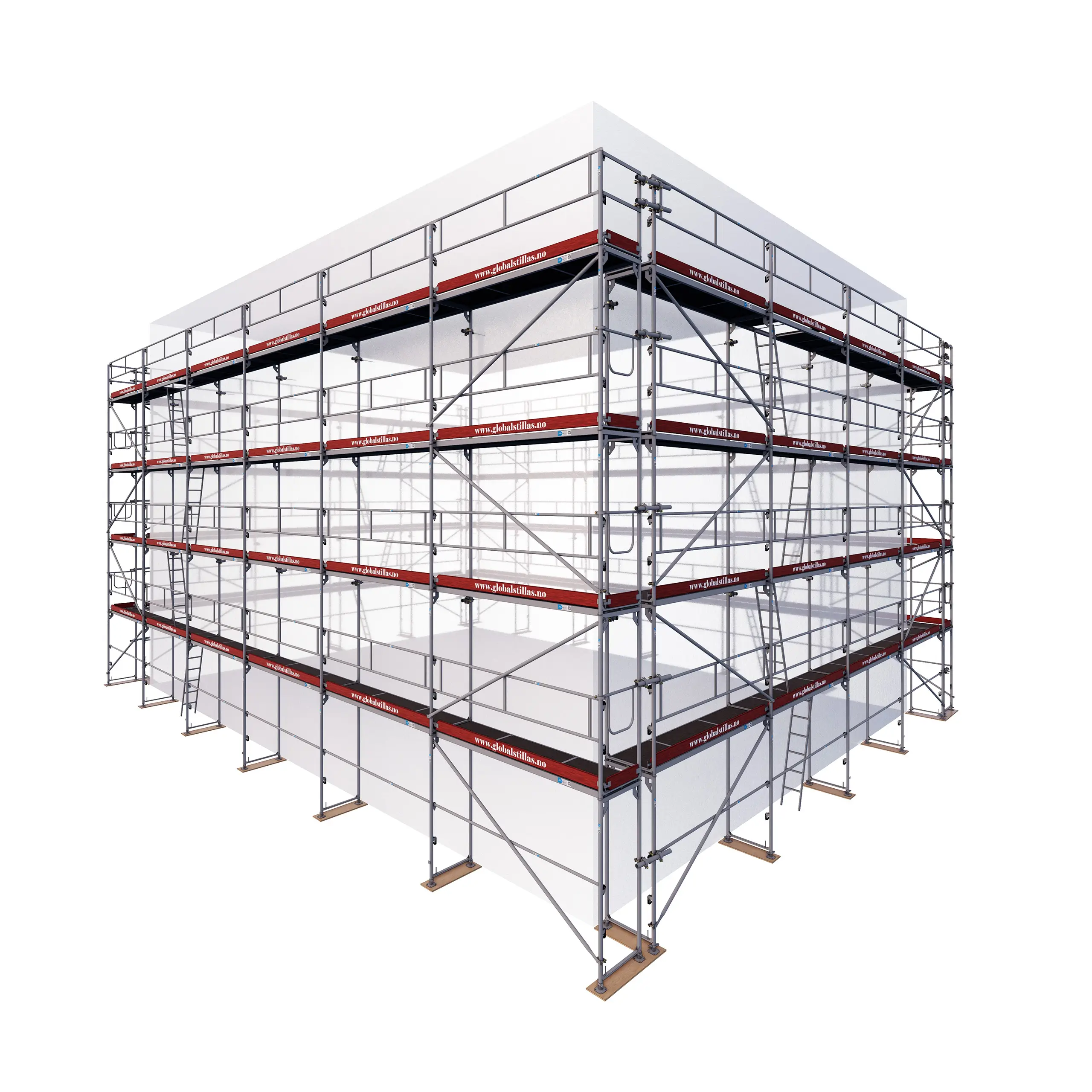 Proffstillas 646 m² aluminium stillas sett fra hjørnet - Global Stillas