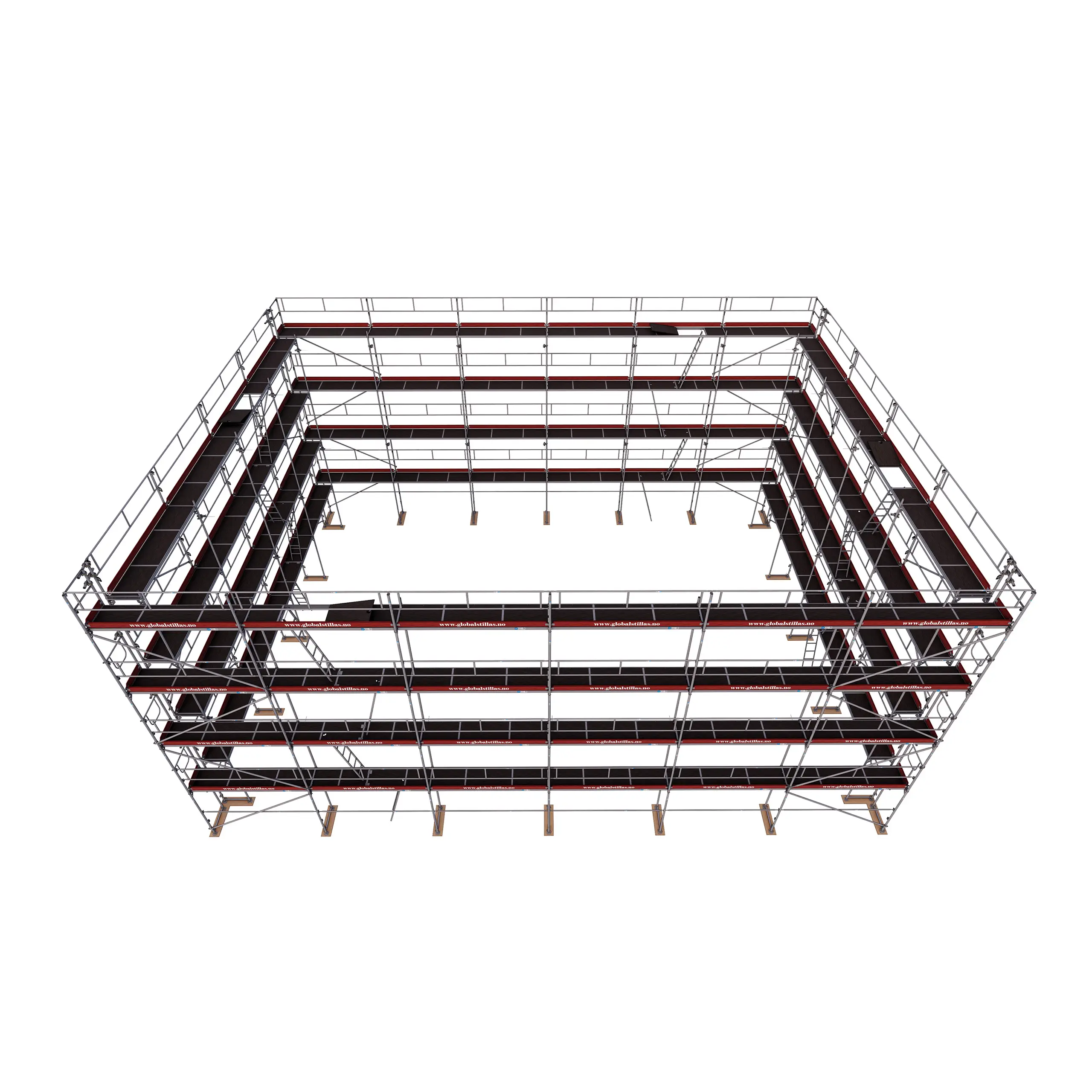 Huspakke Proff 646 m² aluminium stillas sett ovenfra - Global Stillas