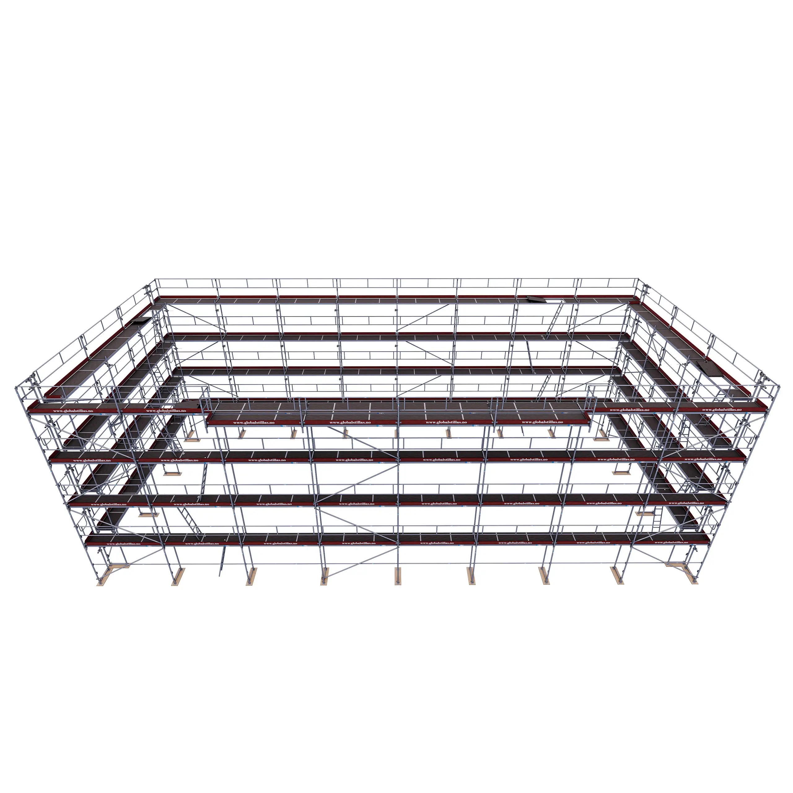 Huspakke Proff 710 m² aluminium byggstillas sett ovenfra fra Global Stillas