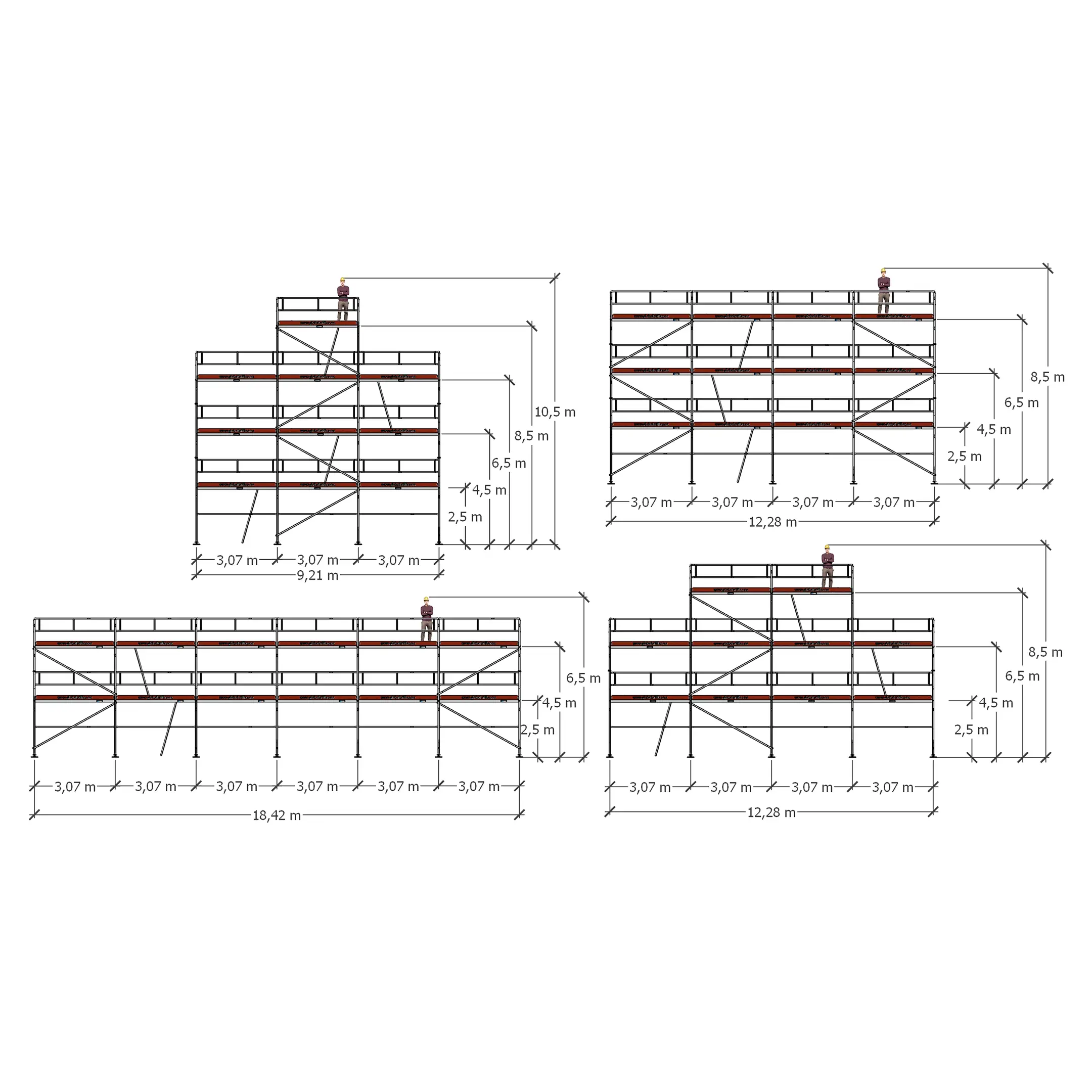 Fasadestillas Flexi L med fire stillaspakker, robust aluminiumsstillas - Global Stillas AS
