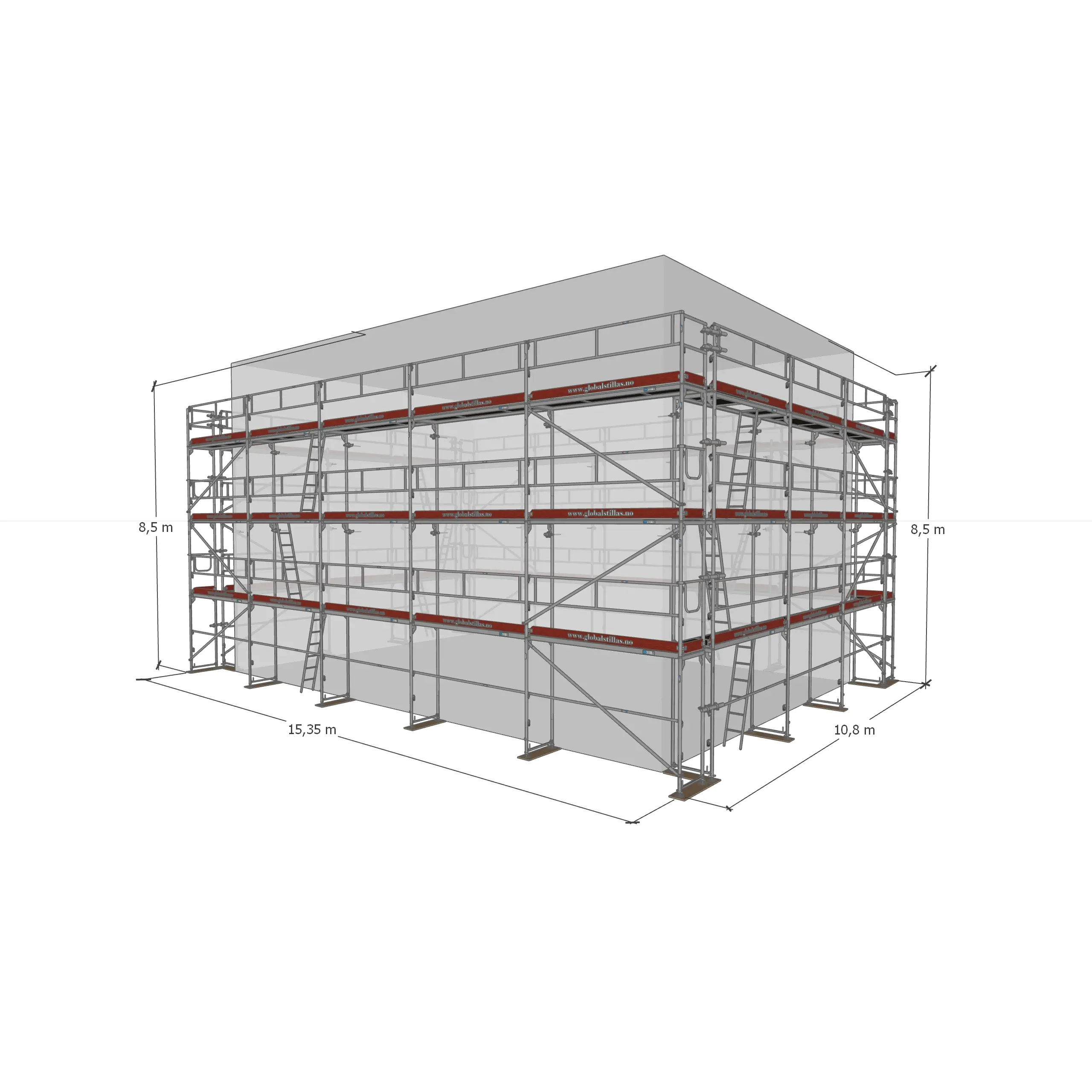 Huspakke Proff 418m² aluminium - Global Stillas