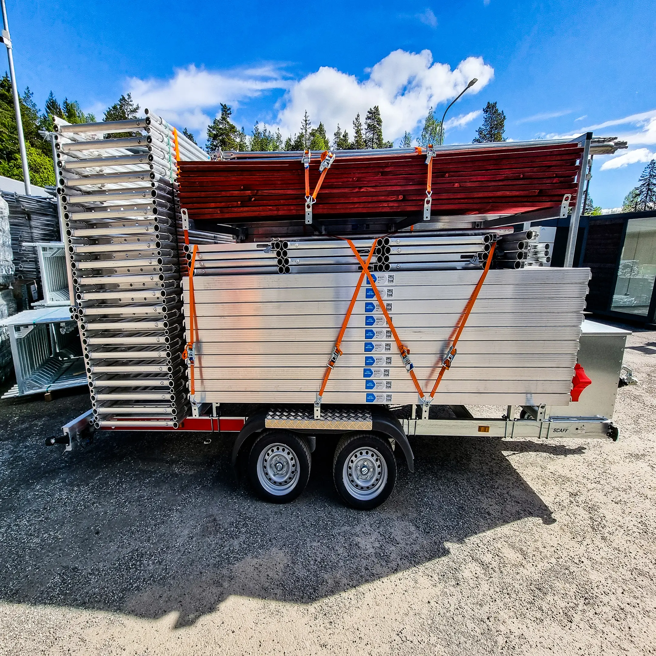 Aluminium stillas Proff 710m2 på henger fra Global Stillas AS