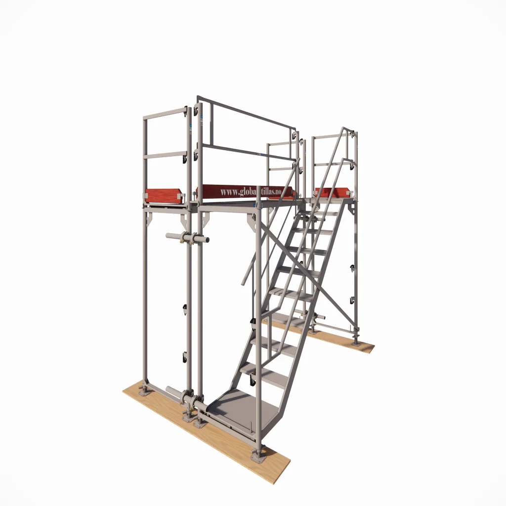 Komplett trappetårn for stillas – 1 etasje (2,57m) Aluminium