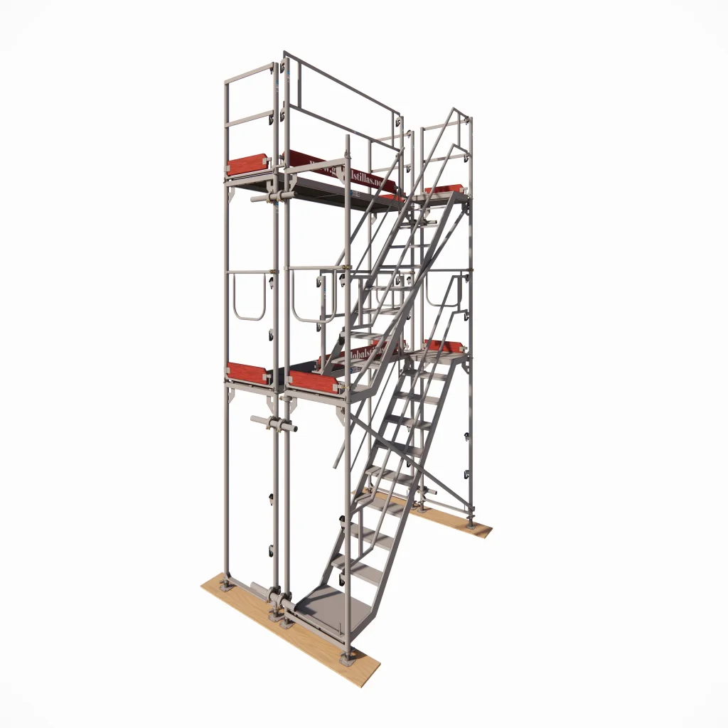 Komplett trappetårn for stillas – 2 etasjer (2,57m) Aluminium