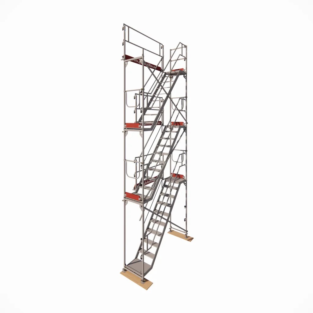 Komplett trappeoppgang for stillas – 3 etasjer (2,57m) Aluminium