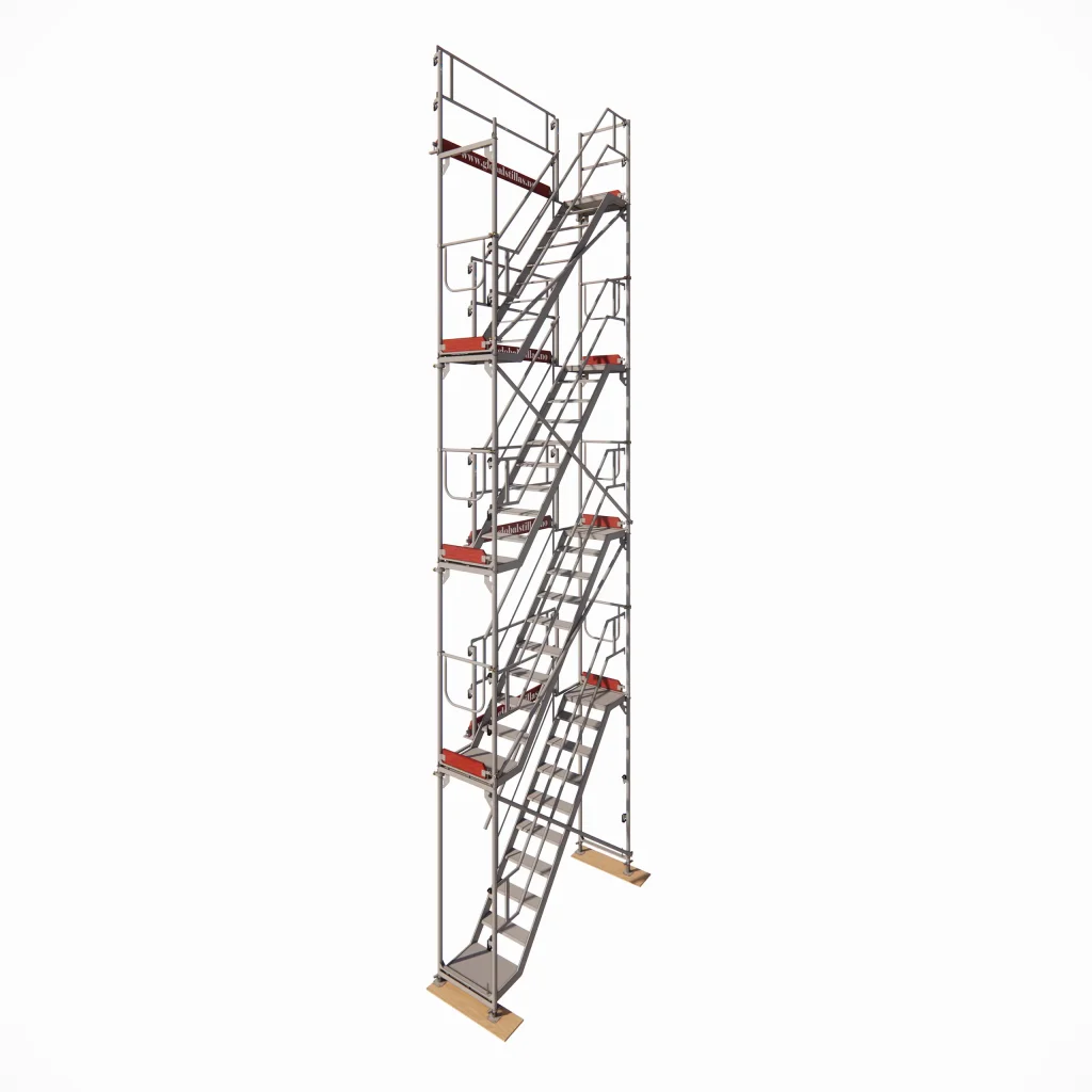 Komplett trappeoppgang for stillas – 4 etasjer (2,57m) Aluminium