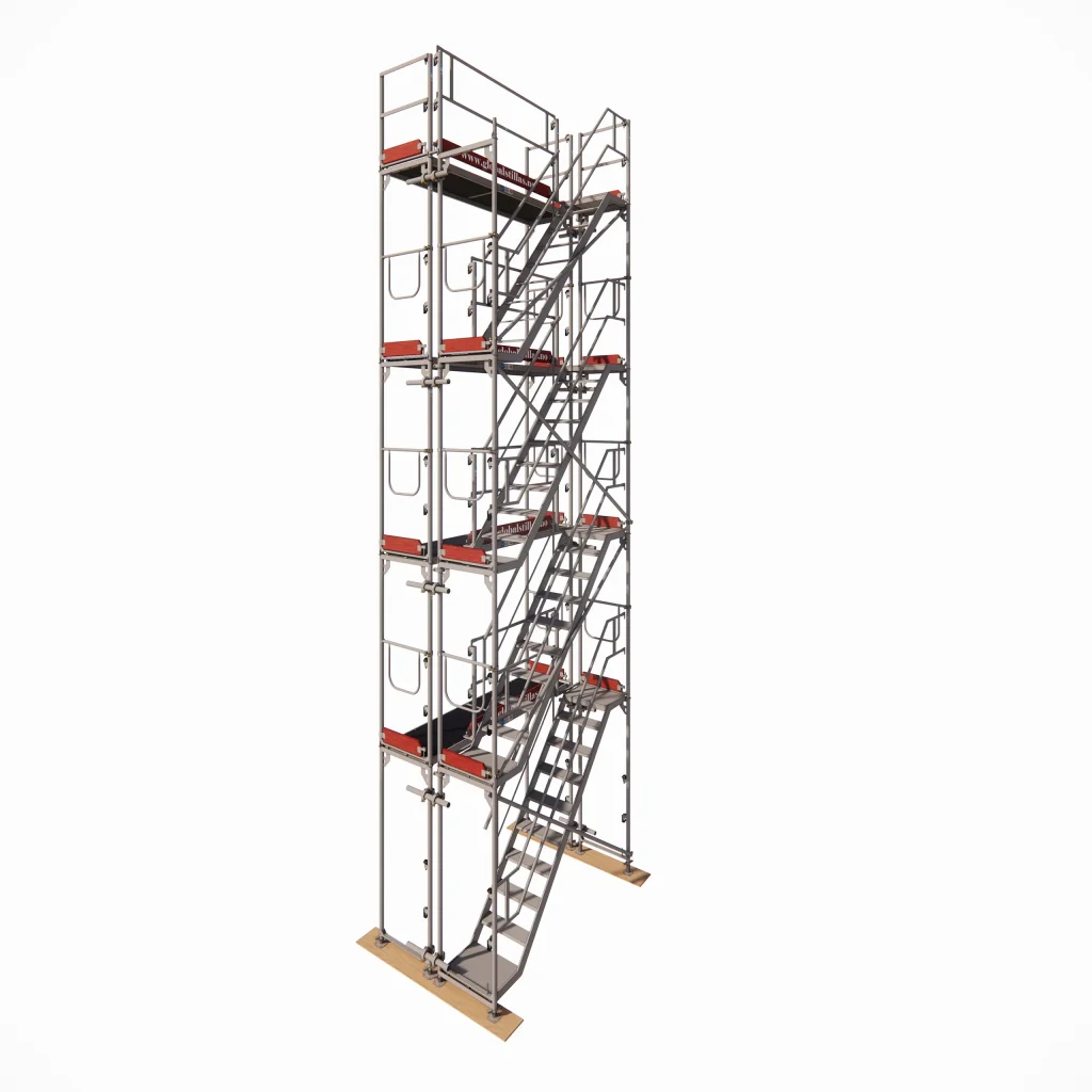 Komplett trappetårn for stillas – 4 etasjer (2,57m) Aluminium