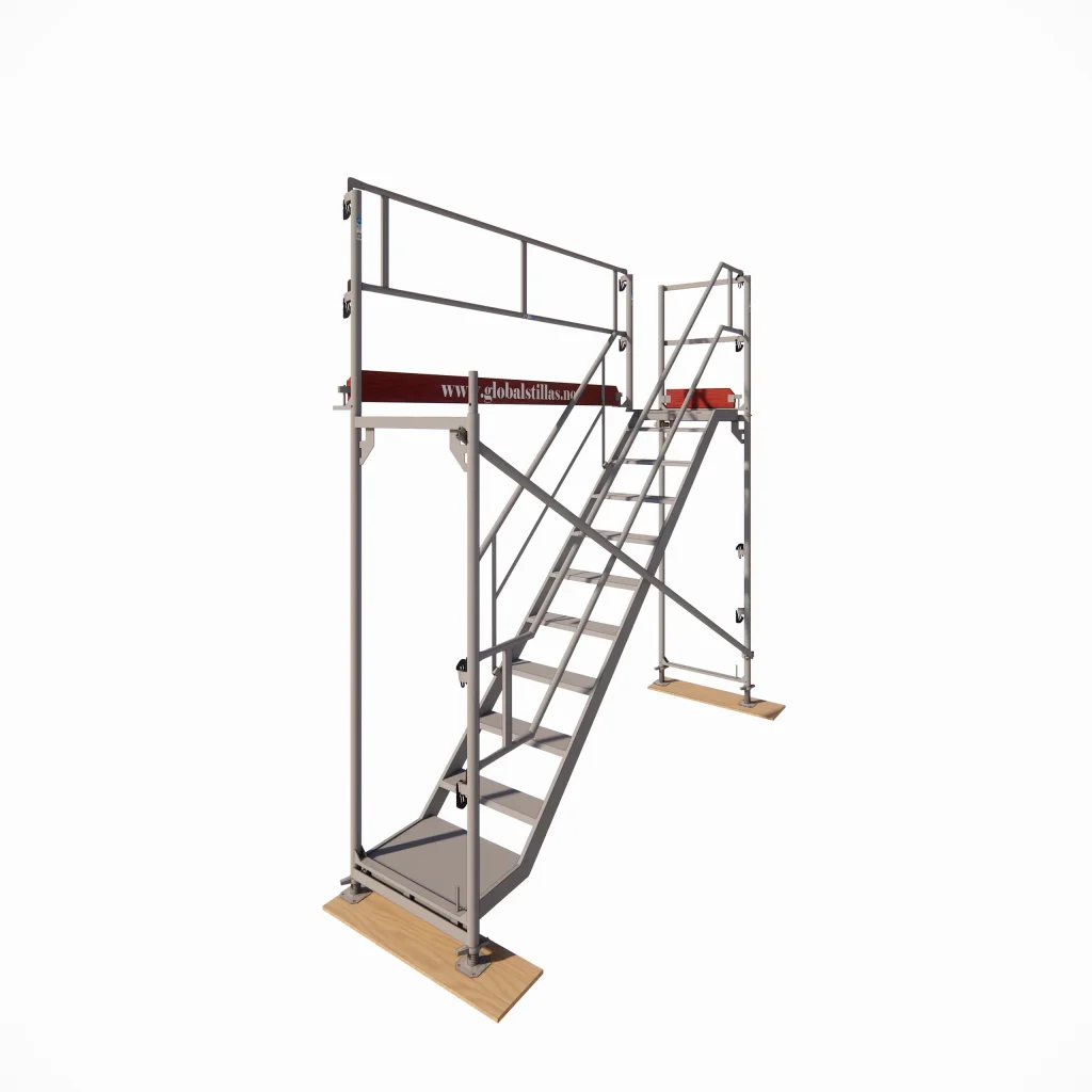 Komplett trappeoppgang for stillas – 1 etasje (3,07m) Aluminium