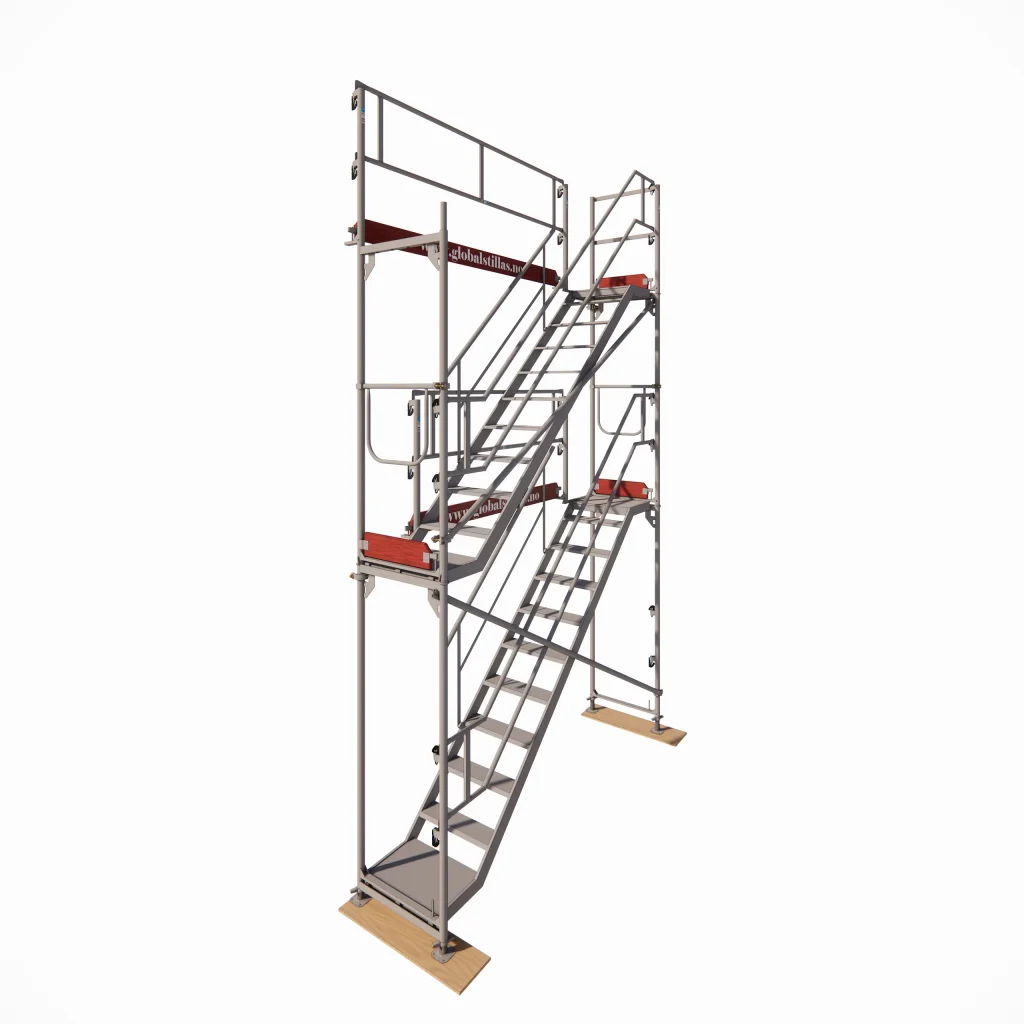 Komplett trappeoppgang for stillas – 2 etasjer (3,07m) Aluminium