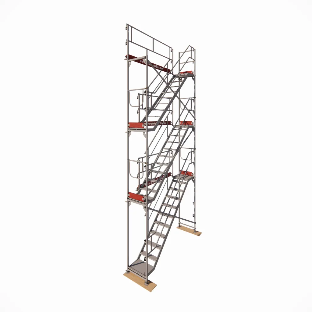 Komplett trappeoppgang for stillas – 3 etasjer (3,07m) Aluminium