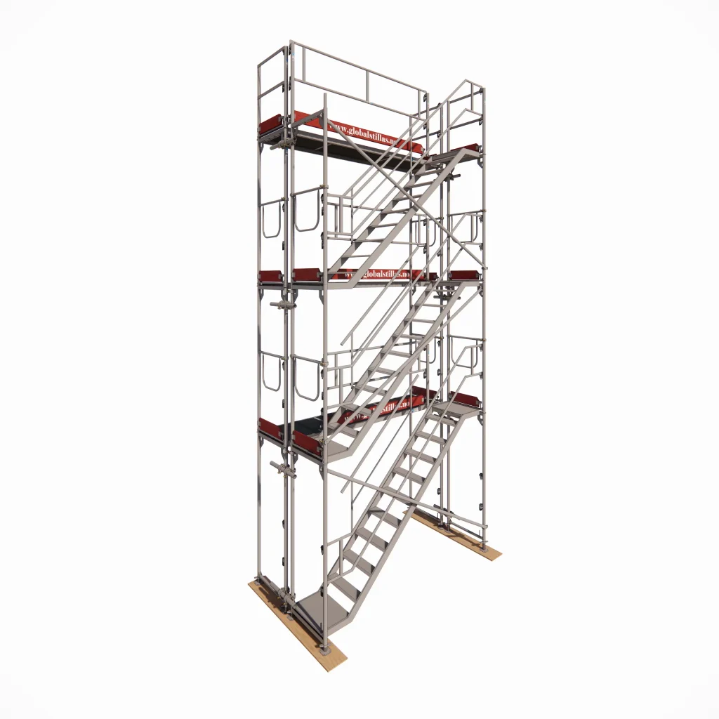 Komplett trappetårn for stillas – 3 etasjer (2,57m) Aluminium