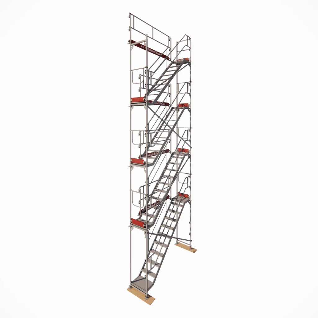 Komplett trappeoppgang for stillas – 4 etasjer (3,07m) Aluminium