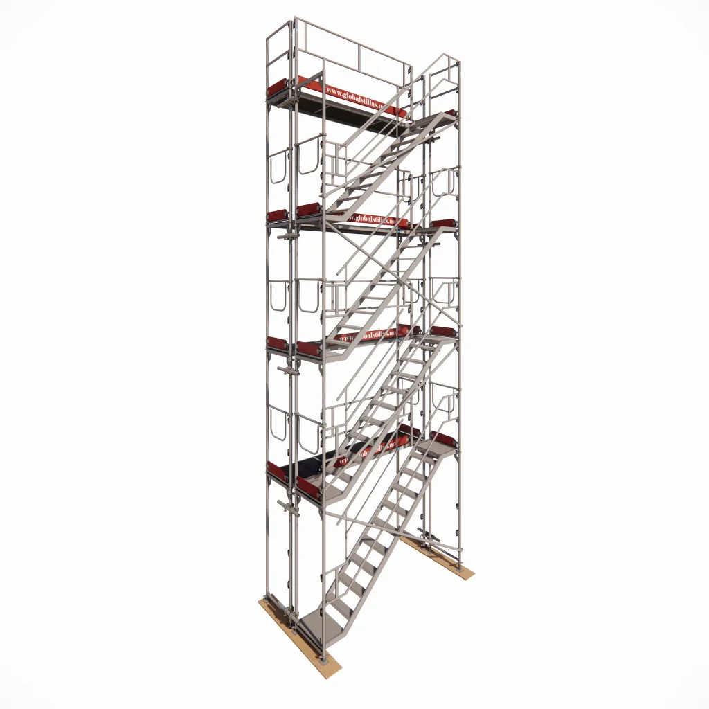Komplett trappetårn for stillas – 4 etasjer (3,07m) Aluminium